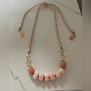 Elegant Pink and Cream Beaded Necklace with Rope Chain from Loft